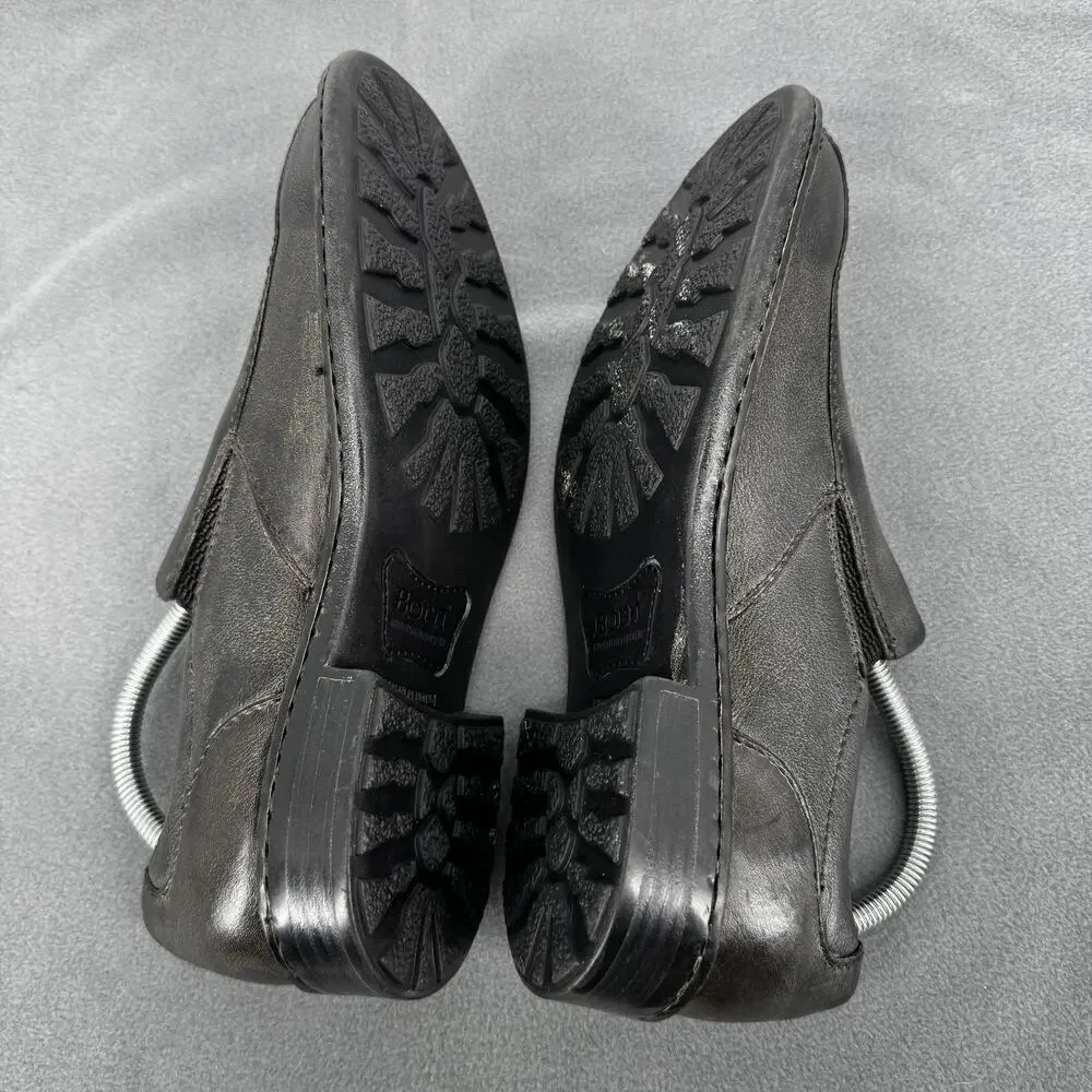Born Omaha Distressed‎ Black Brown Leather Slip On Loafers Men 8.5 Casual